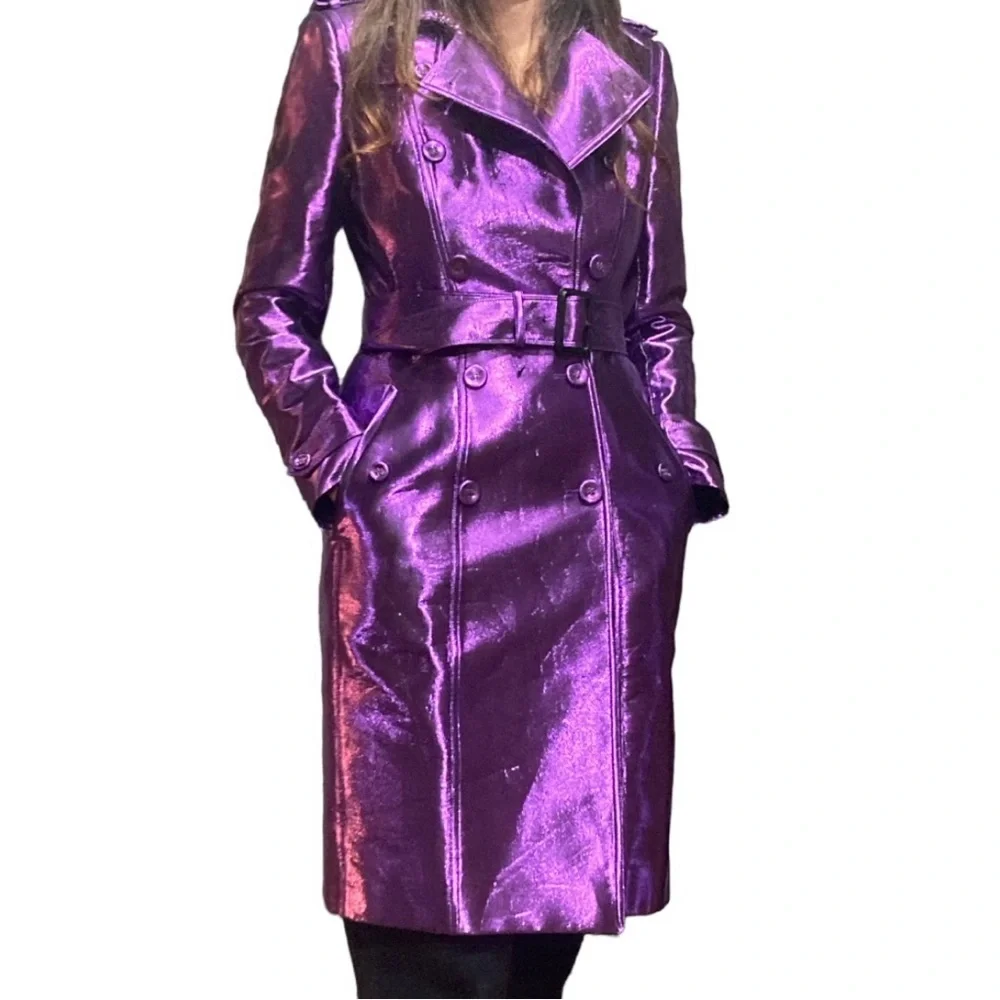Burberry Prorsum Purple Metallic Trench Coat Runway Collection SUPER RARE 42/ L - Picture 9 of 15